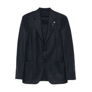 Lardini Tailored Blazer With Dark Checkered Pattern And Notch Lapel - NWT